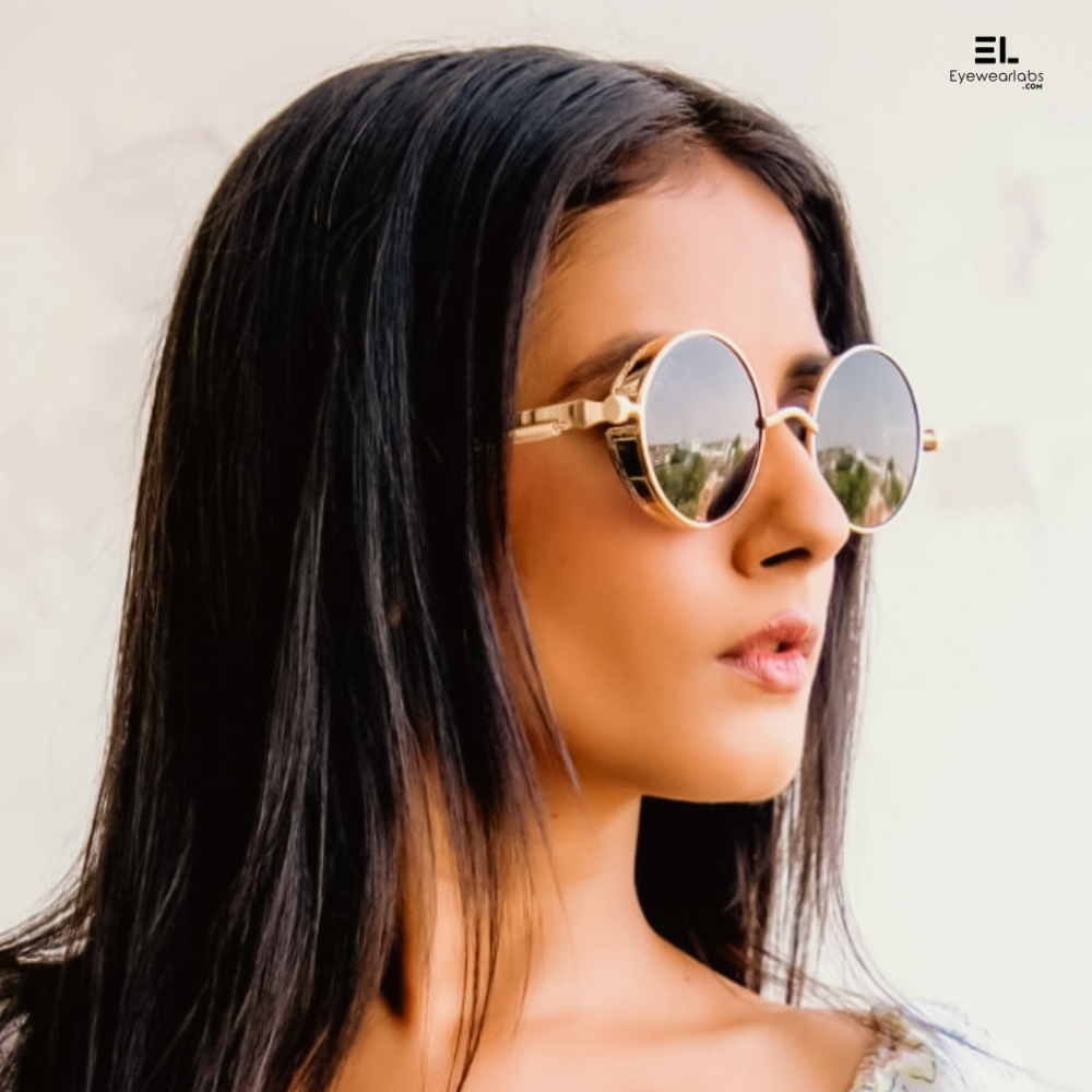 Black and gold sunglasses women's sales