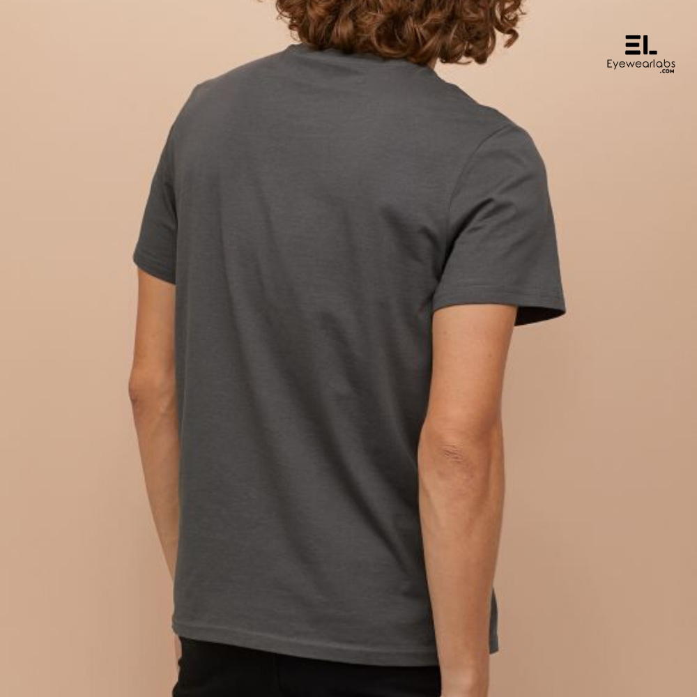 Charcoal Grey Round Neck Solid T-Shirt Eyewearlabs - Eyewearlabs