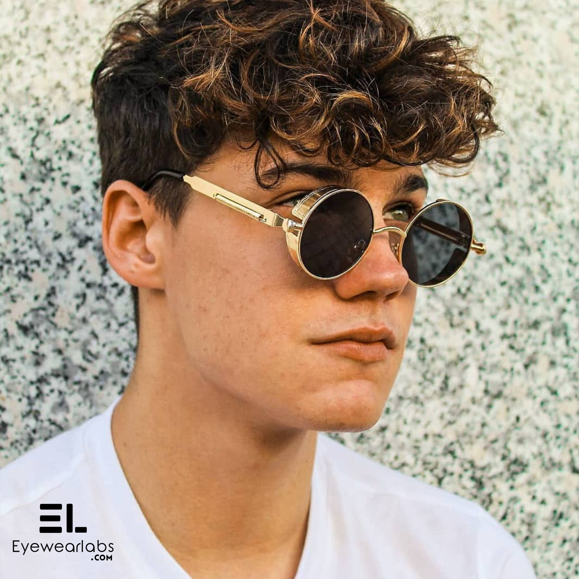Black gold store round sunglasses